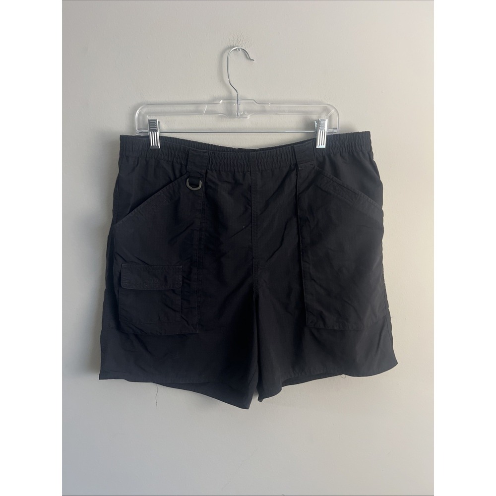 Lands' End Men's Black Swim Trunks Mesh Liner Pockets Black Elastic Waist M